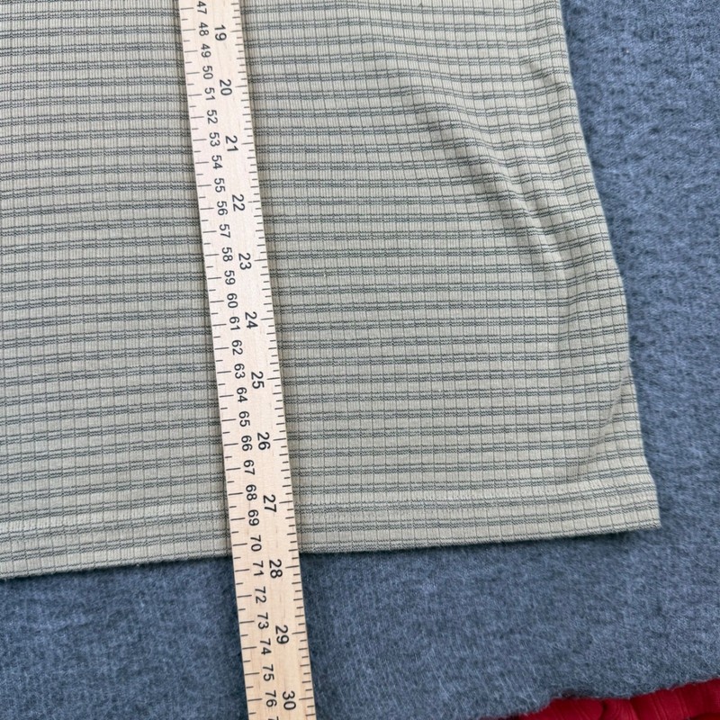 Claiborne V-Neck Shirt Men's XL Tan Horizontal Micro Stripe Short Sleeve Cotton gallery