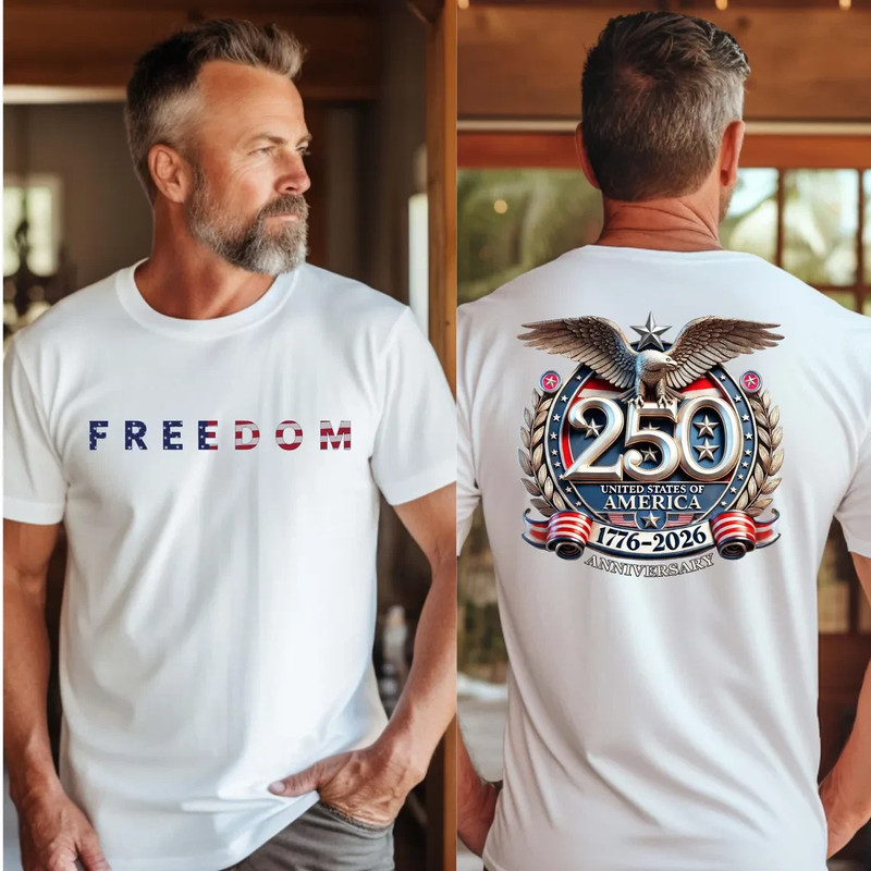 Freedom USA 250th Anniversary 1776 2026 Patriotic Eagle Graphic T-Shirt