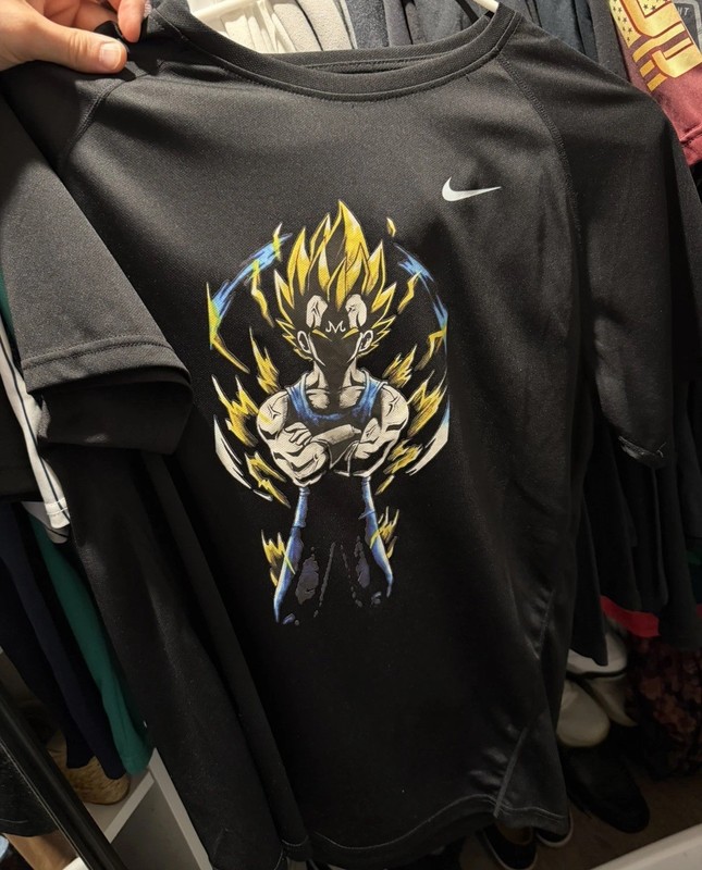 Nike Dragon Ball Z Majin Vegeta Shirt DBZ Men’s TShirt Large Black Moisture Wick