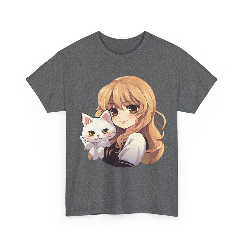 Anime Girl with Kawaii Cat Otaku Japanese Culture Loves Women Girls T-Shirt