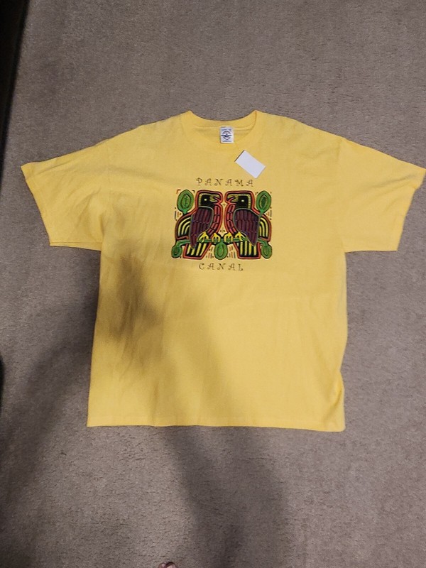 Delta Magnum Weight T-Shirt XL Yellow 100% Cotton Panama Canal NWT