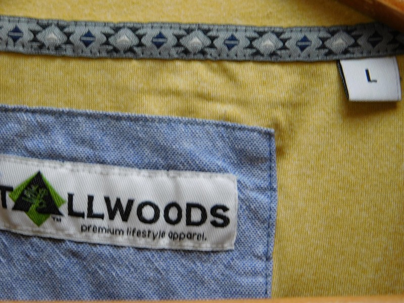 Tallwoods Shirt Mens L Yellow Henley Short Sleeve Polyester Spandex Jersey gallery