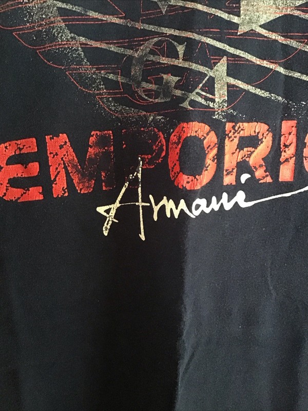 EMPORIO ARMANI Solid Blue With Armani SG Red Striped Eagle Logo LARGE MENS gallery