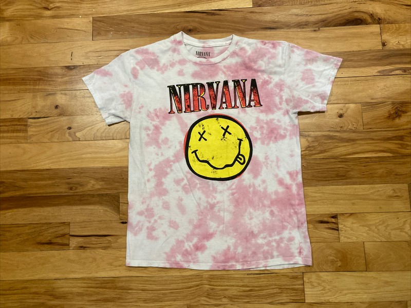 Nirvana Tie Dye Shirt Adult Size Medium Kurt Cobain Sonic Happy Face Smile Music