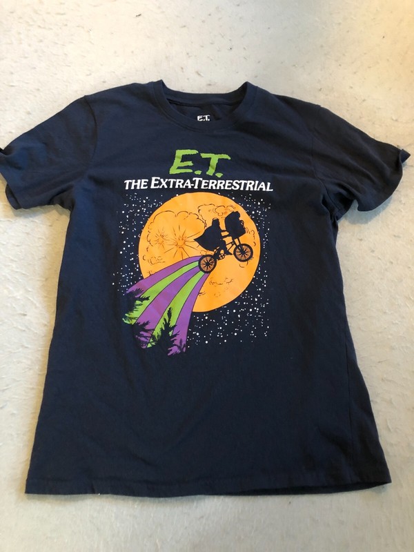 E.T. Shirt Men’s The Extra Terrestrial Movie Navy Blue Graphic Tee