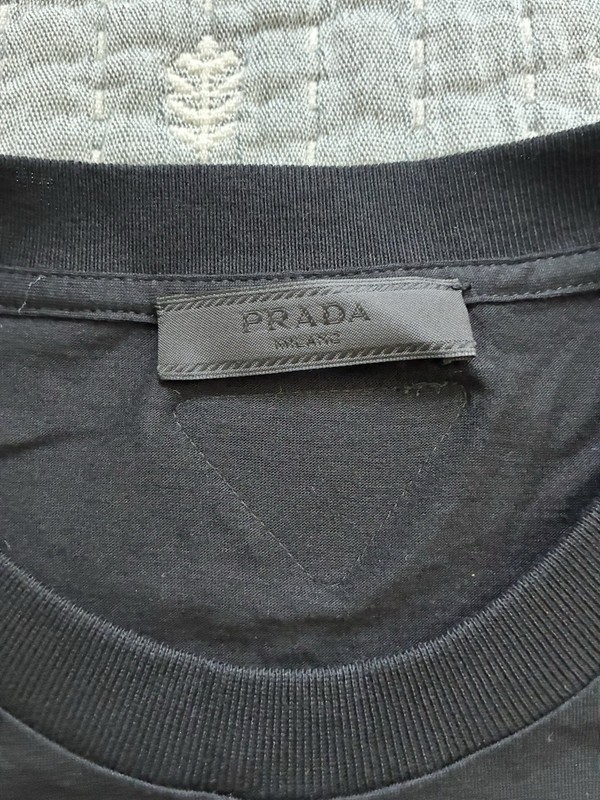 PRADA Men’s Black Crew Neck Short Sleeve Cotton Knit Logo T-Shirt Size S gallery