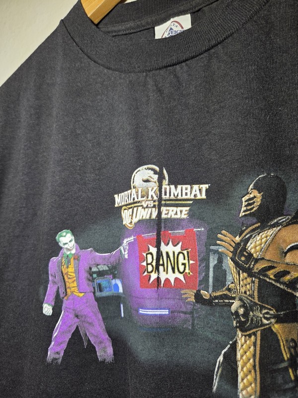 VTG Mortal Kombat vs DC Universe Tee Joker Scorpion Game Promo FACTORY FLAW Sz L gallery