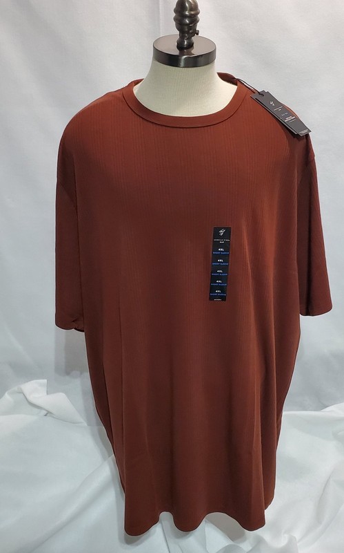 Shaquille XLG Ribbed Crew Neck Big & Tall Men’s SS T-Shirt Autumn Brown 4XL 4XLT