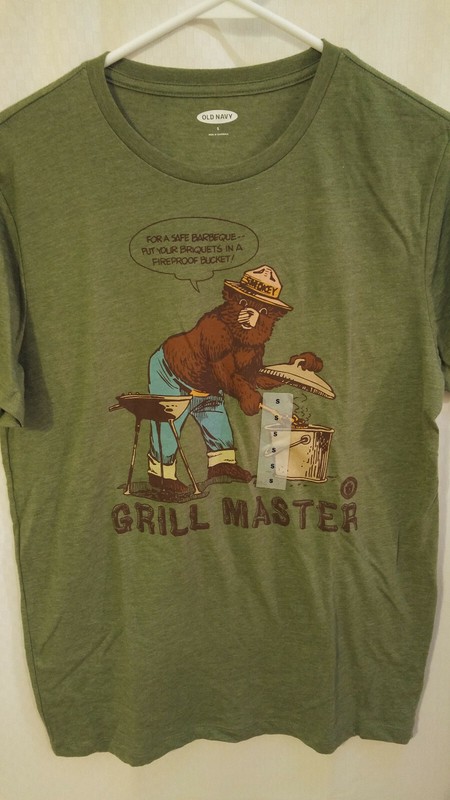 Smokey The Bear T-Shirt Tee Men’s Size Small Old Navy Fire Safety Grilling
