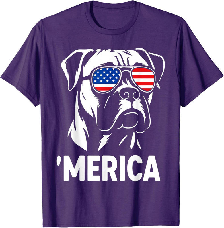 Merica Boxer Dog American Flag Sunglasses Patriotic T-Shirt gallery