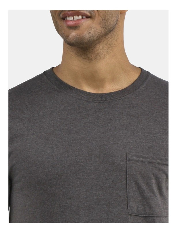 ATHLETIC WORKS Men’s S (34-36) Pocket Cotton Tee Short Sleeve • Charcoal gallery