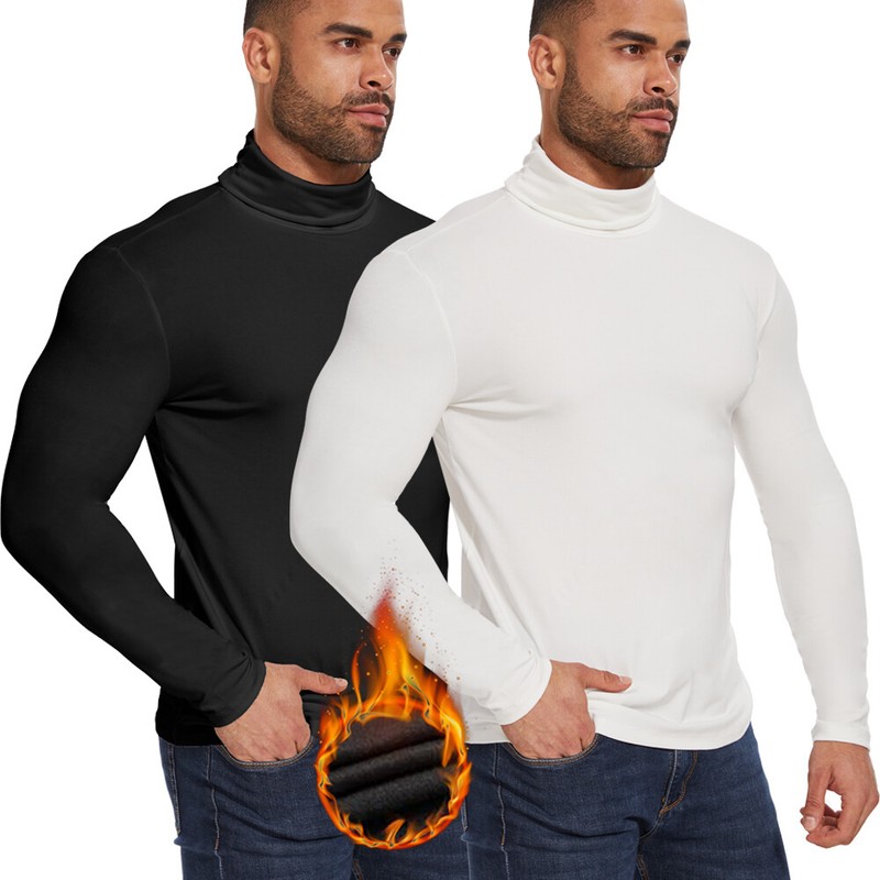 Playera de Manga Larga Ligera para Hombre con Cuello Alto Thermal Warm Shirt Top