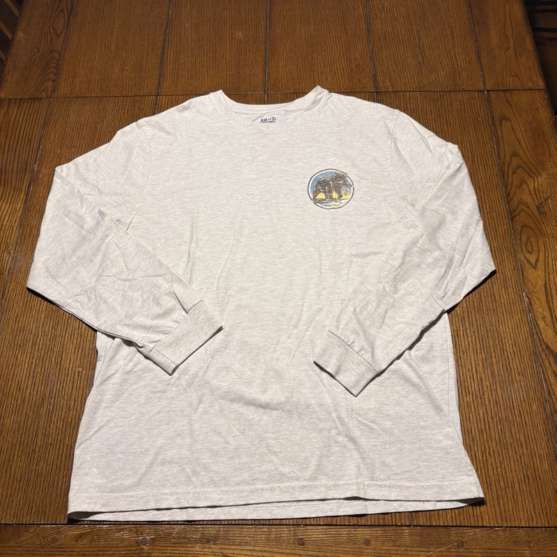 IZOD Saltwater Size Men’s XL Oatmeal Shirt Sun Canyon Lake Theme Nature Bear