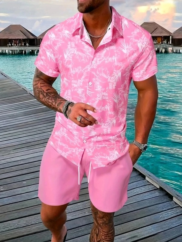 Men Summer Outfit 2-Piece Set Short Sleeve T-Shirt and Shorts Sweatsuit Set gallery