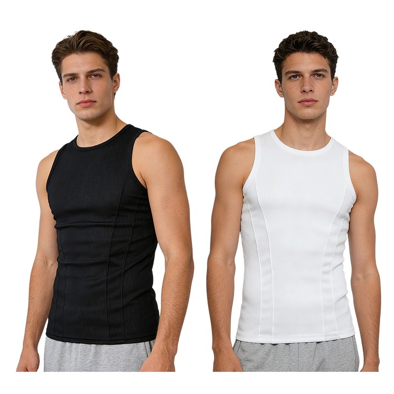 Men's Shirts Irregular Vest Ribbed T-Shirt Daily Wear Tank Top Mesh Clothing gallery
