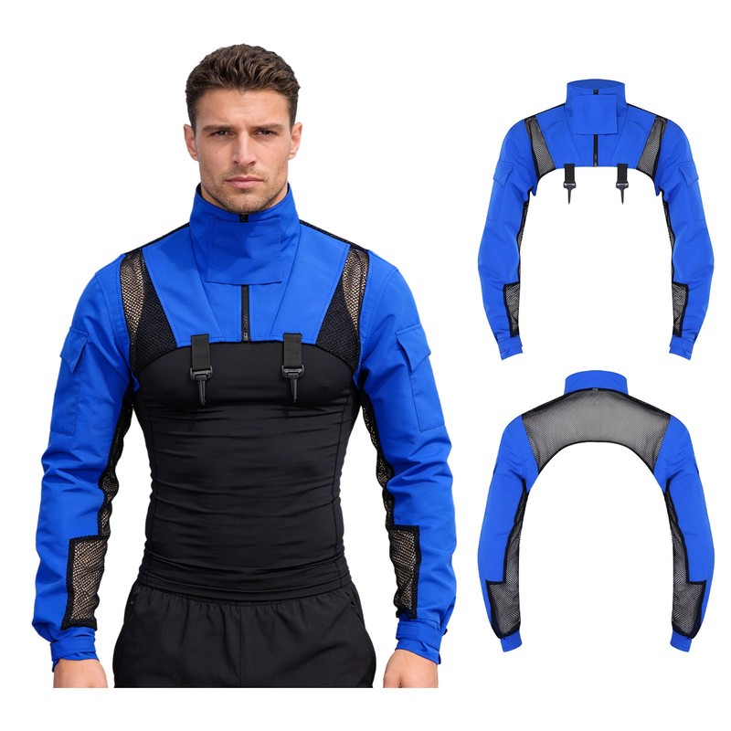 Men T-shirt Training Shoulder Armor Outdoor Activities Crop Top Camping Sports