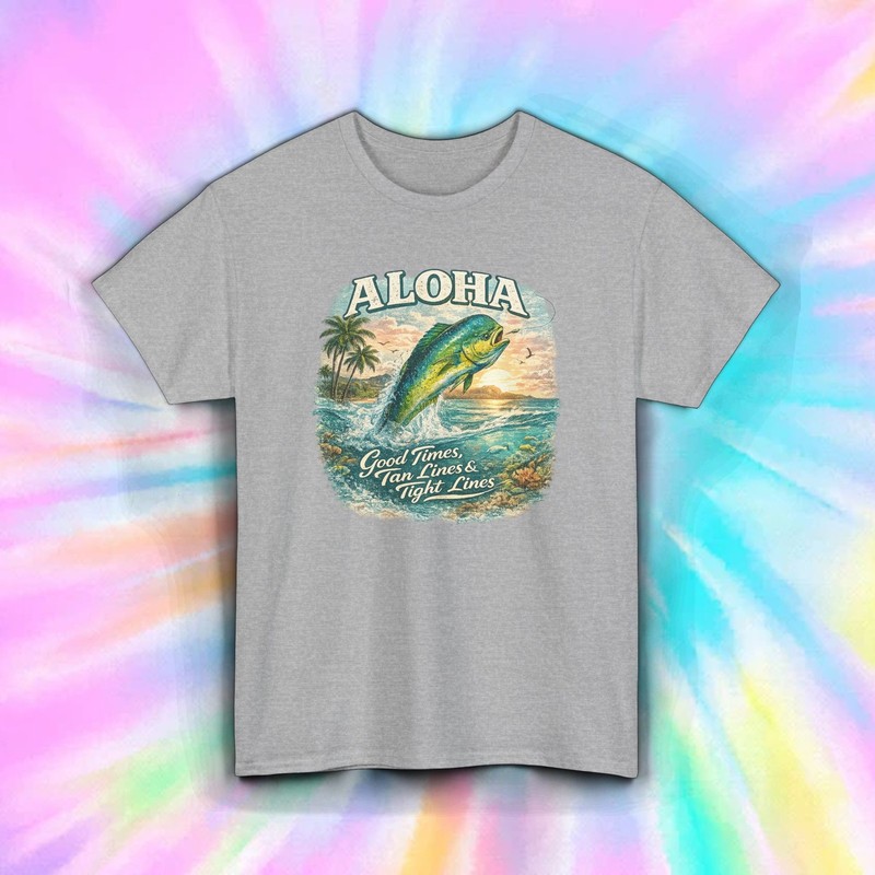 Aloha Mahi Mahi Fishing Shirt Hawaii Deep Sea Angler Gift Tee S-5XL
