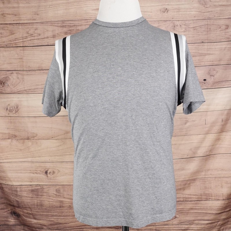 Murano Shirt Mens Large Gray Slim Fit Liquid Luxury Shoulder Stripe Short Sleeve gallery
