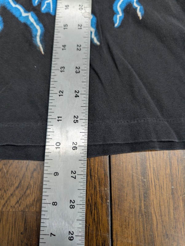 Vtg 90s American Thunder Sunrise Turquoise Wolf Lightning T Shirt XL gallery