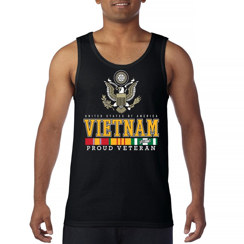 Vietnam War Proud Veteran Tank Top American Army Vet DD 214 Patriot Men’s Top