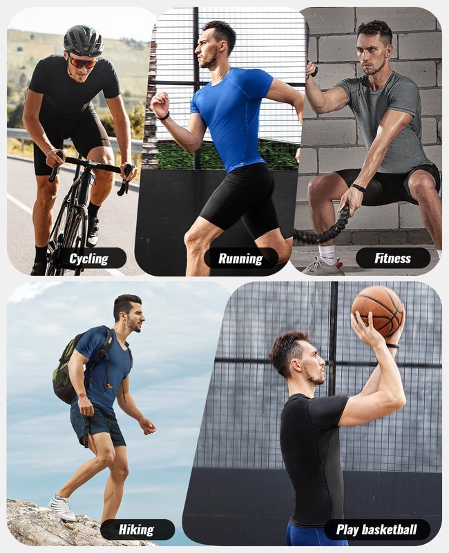 Men's Compression Shirts 4 Pack, Short Sleeve Athletic Compression Tops Cool ... gallery