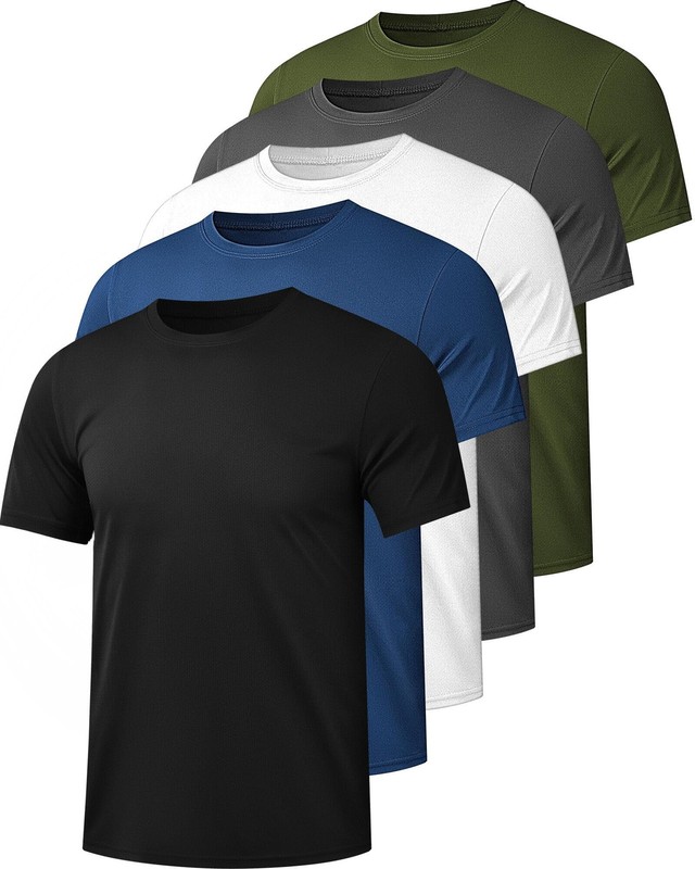 Mesh Workout Shirts for Men Dry Fit Gym Shirts Quick Dry Athletic Short Sleev…