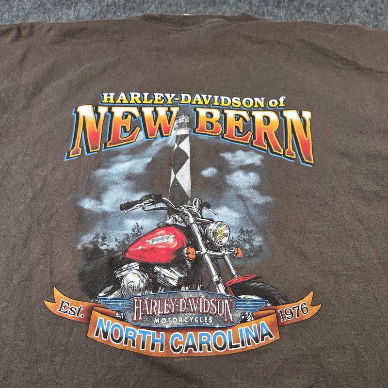 Vintage Harley-Davidson Shirt Mens 3XL Brown Made USA Pocket New Bern 2003 00s
