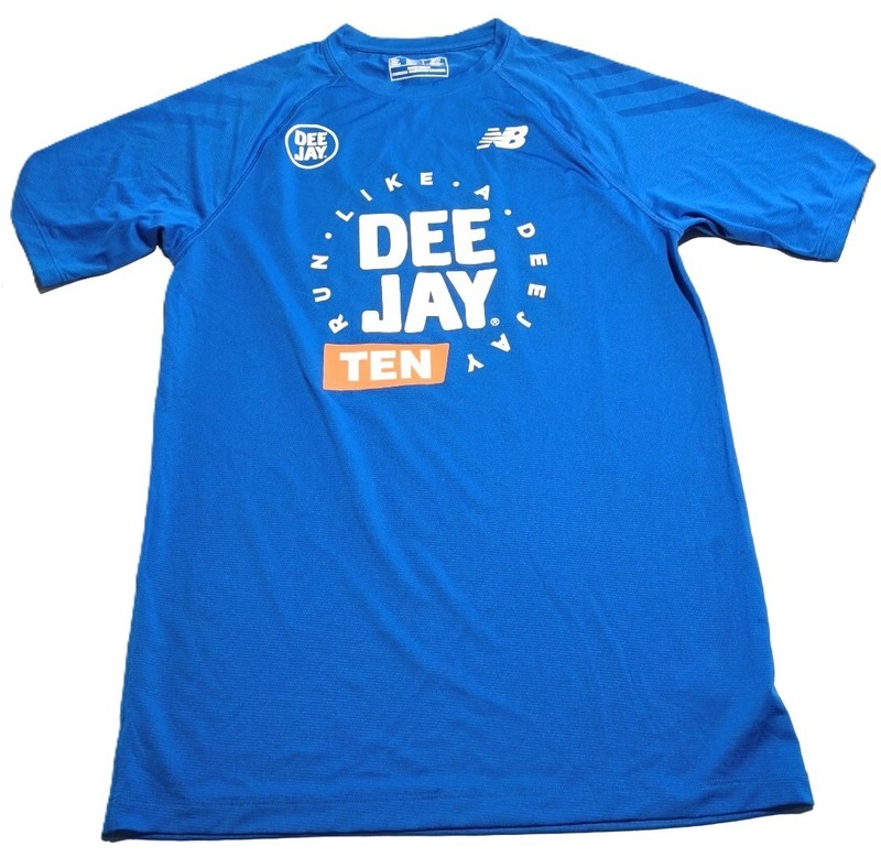 New Balance Radio Deejay Shirt Mens Slim S Womens M Blue Polyester Running Top