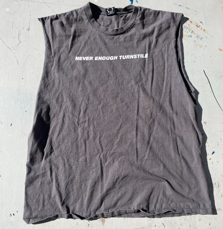 Men's Turnstile T-Shirt Gray Never Enough XL Hardcore Music New Age Cut-Off NYC gallery