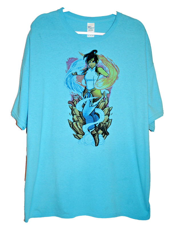VTG 00s AVATAR Last Air-Bender KORRA Water Bender Naga & Pabu 2XL Gildan T-Shirt