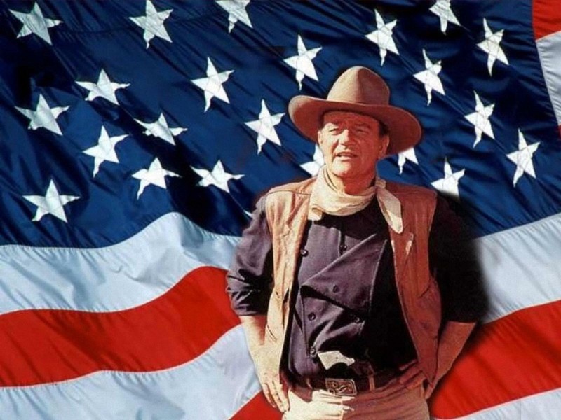 John Wayne American Legend With American Flag TV Movies Men's T Shirt gallery