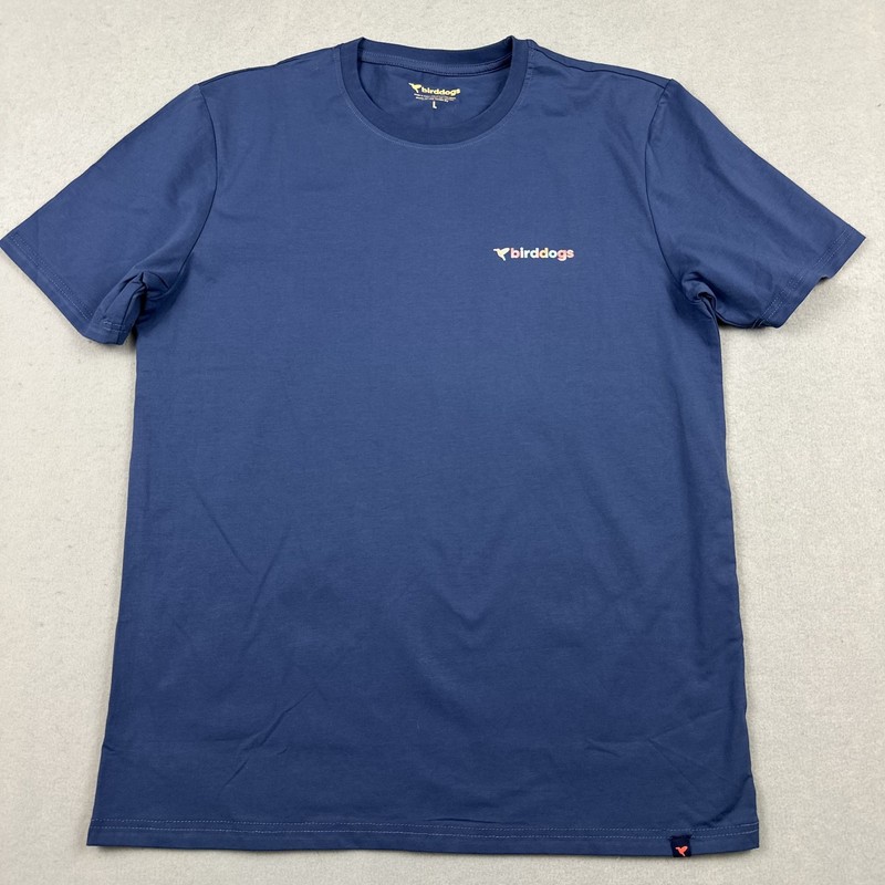 Birddogs Shirt Men Large Blue Pastel Bird Logo Tee Short Sleeve Crew Neck L