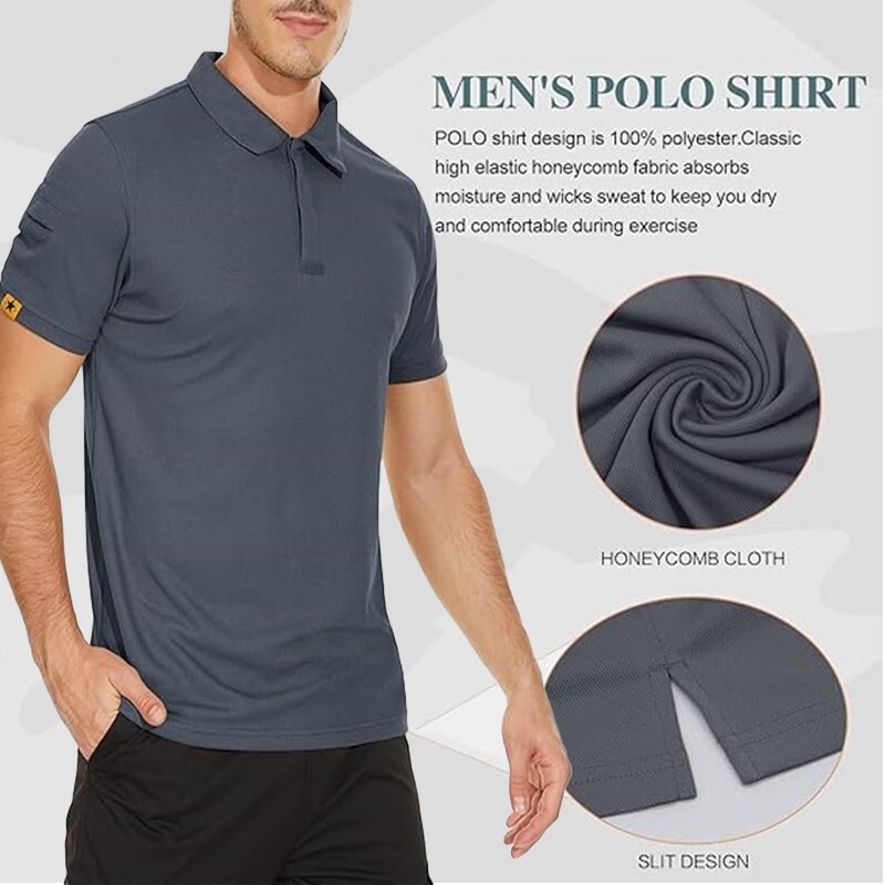 Mens Tactical Polo T-Shirt Quick Dry Combat Short Sleeve Team Work Casual Shirt gallery