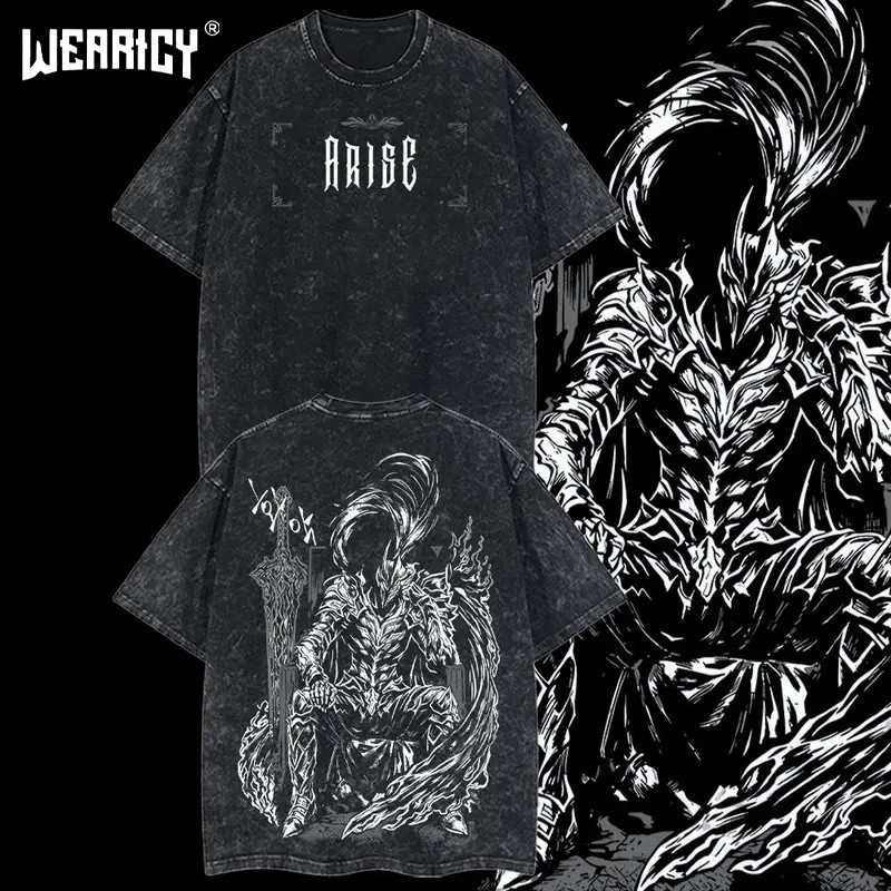 Wearicy Igris Solo Leveling Vintage Unisex Oversize Washed Cotton T-shirt