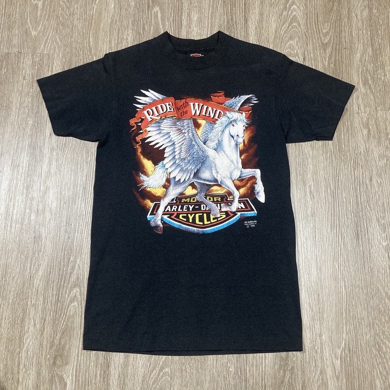 Harley Shirt M 80s 90s 3D Emblem Pegasus Horse HD Biker Chopper Motorcycle Tee