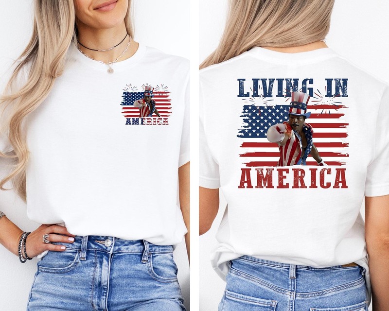 Apollo Creed Living In America, Patriotic Boxing Fourth Of July Vintage 2 Sided