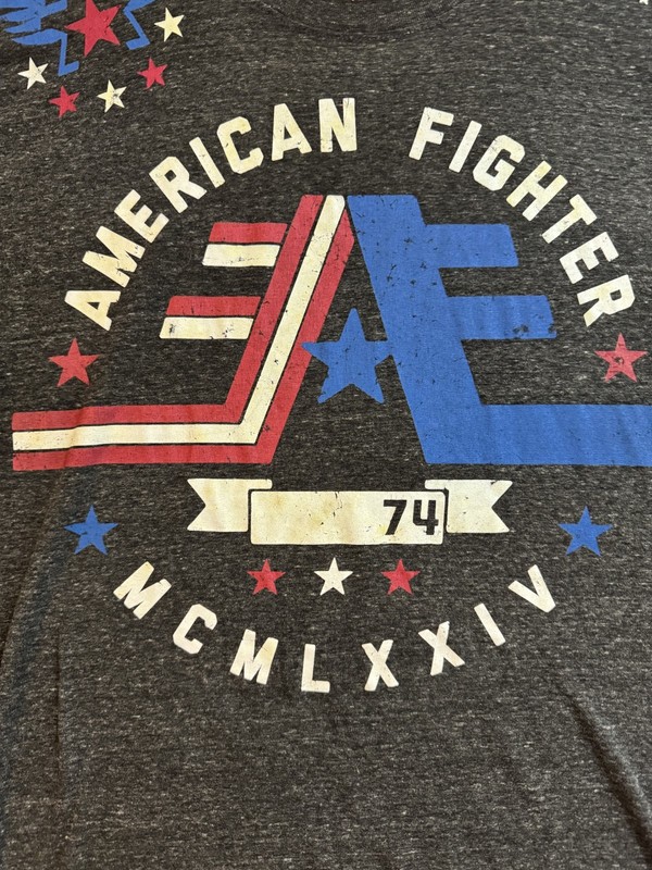 American Fighter by Affliction Men's XL Gray Eagle Graphic T-Shirt Double Sided gallery