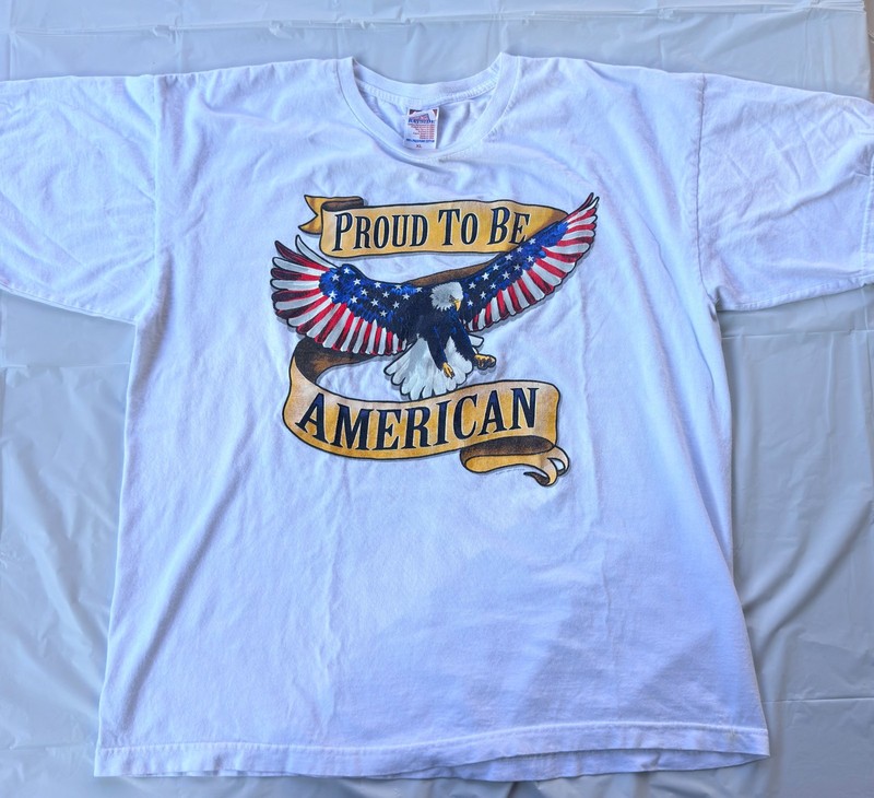 Vintage 90s Y2K JBT Proud American USA Eagle Flag Shirt Made in USA Bayside XL gallery