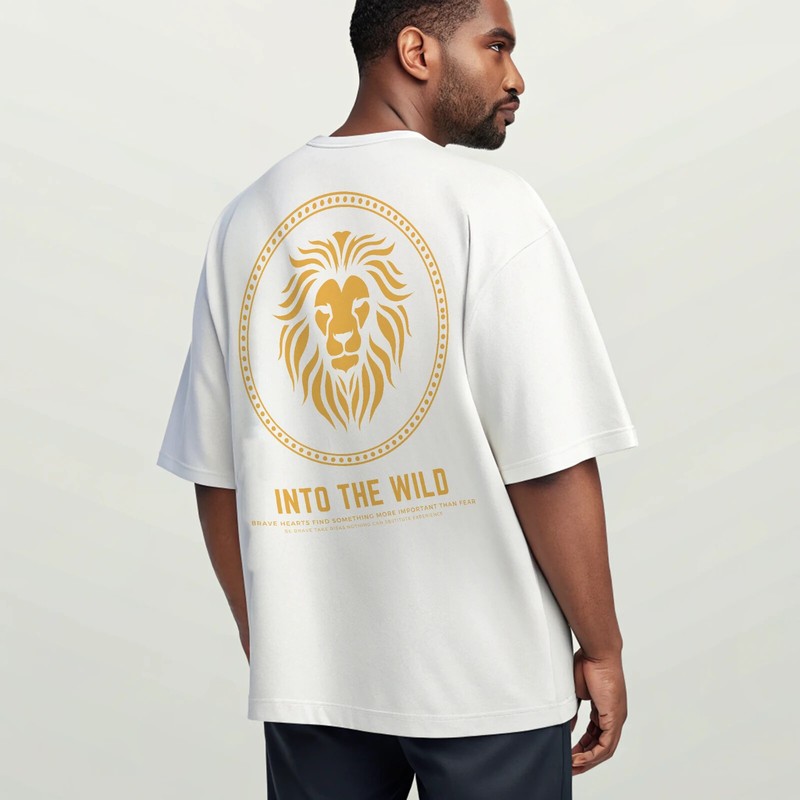 Men motivational graphic text printed oversized white T-shirt gallery