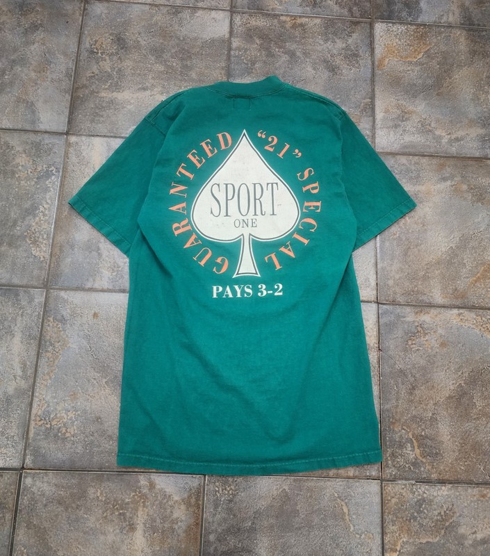 Vintage 90s Sport One Men’s Medium Black Jack 21 Card Game Gambling T Shirt