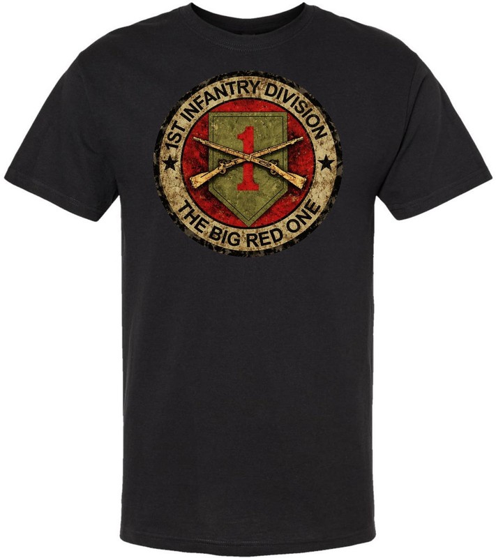 1st Infantry Division Big Red One Printed T-Shirt Army Military 100% Cotton Tee