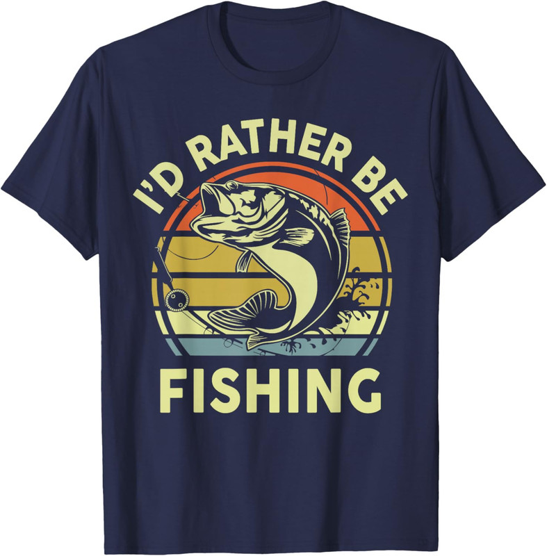 Men’s Fishing Id Rather Be Fishing Graphic Tee Funny Fishing T Shirt