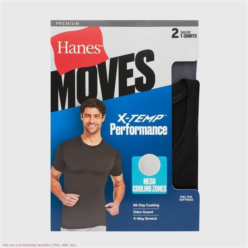 Hanes Premium Men’s 2pk Move Crew Neck T-Shirt X-Temp – Black L *SEE DEAL!!!*