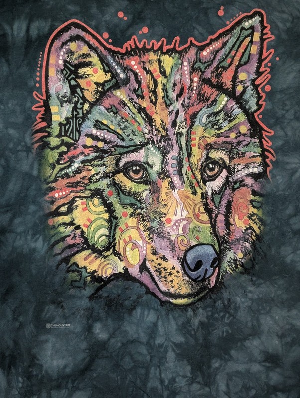The Mountain Mens T-shirt Blue Happy Wolf By Russo New Logo 2XL #4649