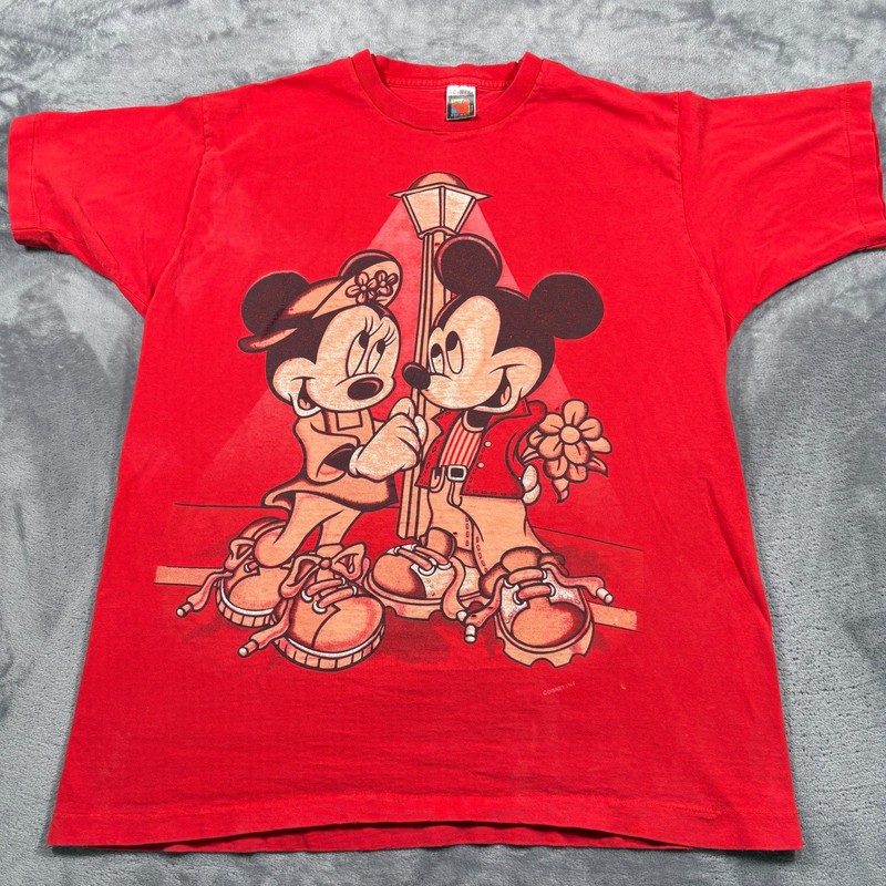 Vintage Mickey Unlimited Under A Lamppost T-Shirt Mens One Size Fits All Cartoon