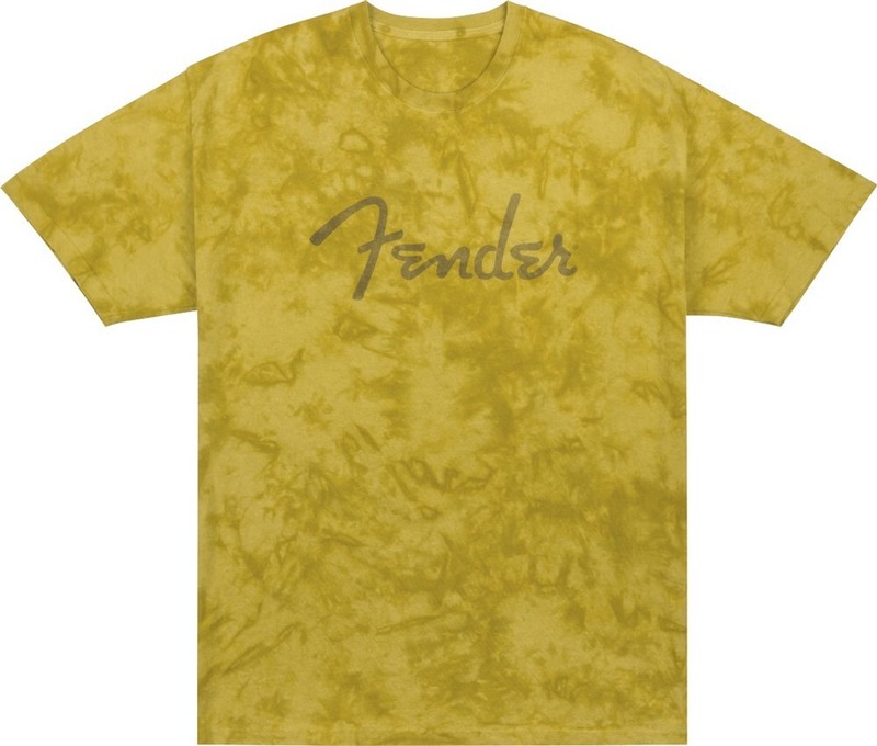 NEW Genuine Fender Spaghetti Logo Tie-Dye T-Shirt, MUSTARD- #912-2431-***
