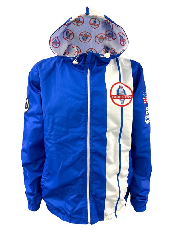 Carroll Shelby American Blue Two Stripe Waterproof Windbreaker