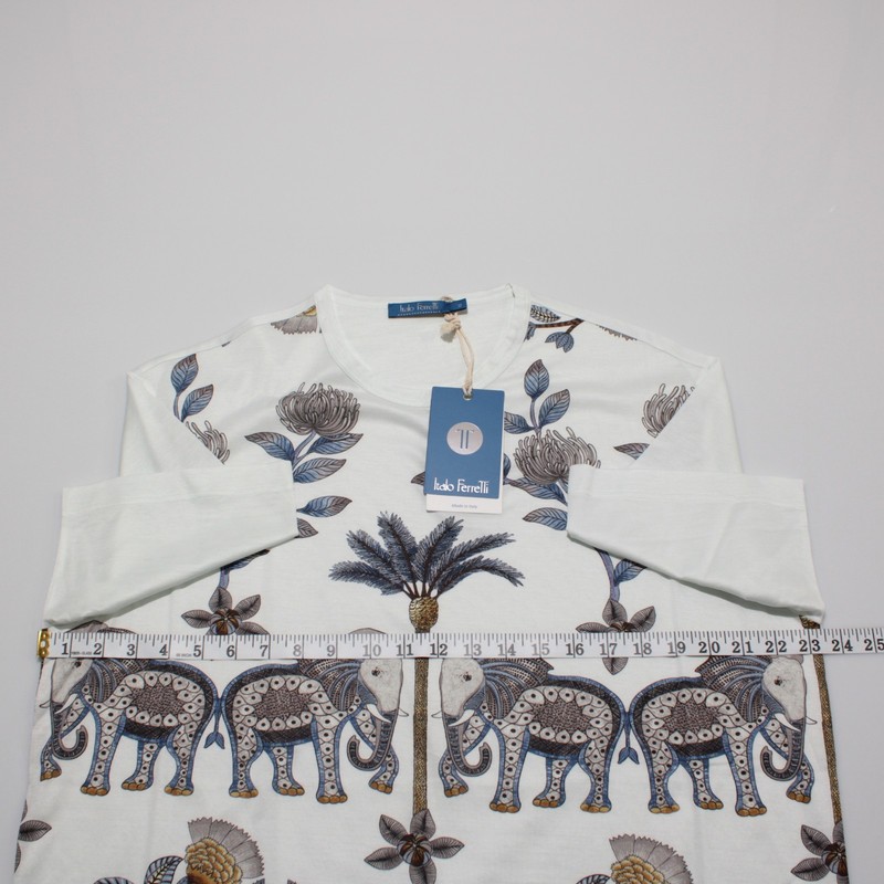 Italo Ferretti NWT Short Sleeve Crew Neck T-Shirt Sz XL White/Blue/Multi Cotton gallery