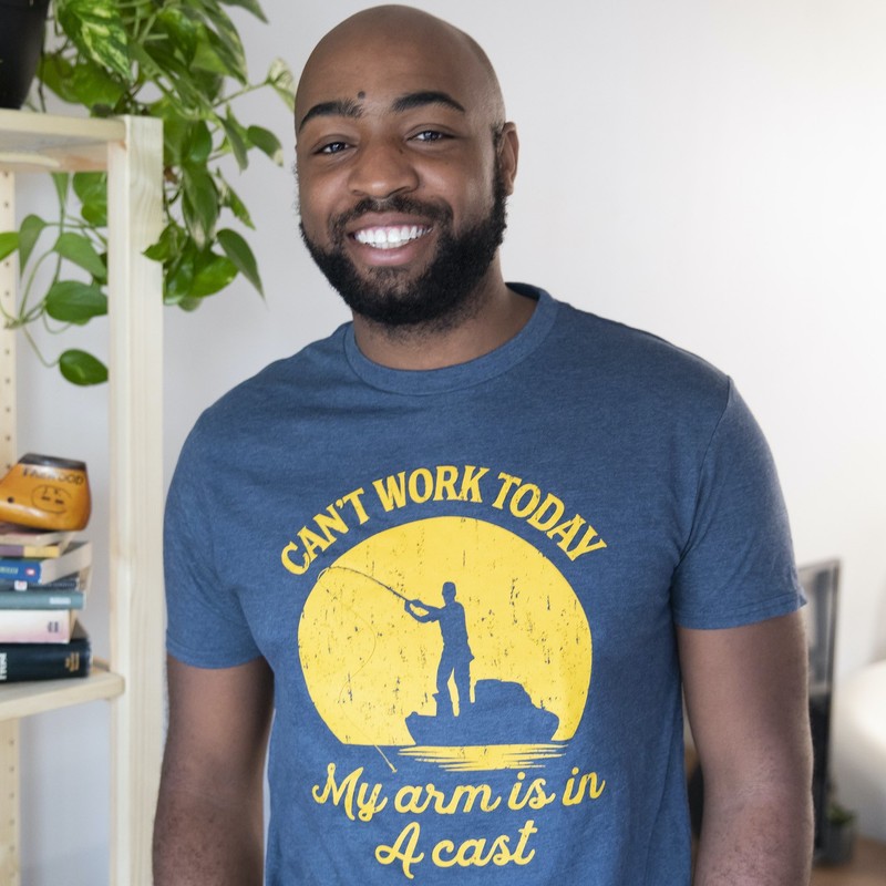 Mens Can't Work Today My Arm Is In A Cast T-Shirt Funny Fishing Tee gallery