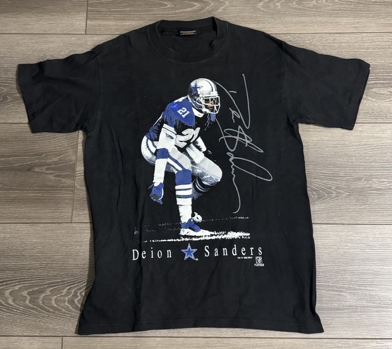 VTG 1995 Dallas Cowboys Deion Sanders Spring Ford Black T-Shirt NFLP Sz M Cotton
